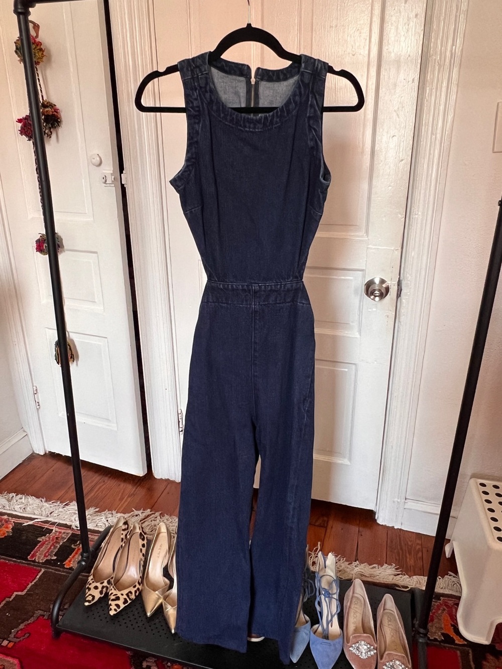 ASOS Sleeveless Dark Denim Jumpsuit with Back Cutout
